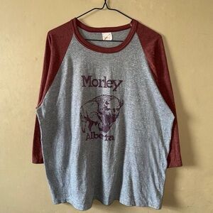 Vintage ‘80s Morley, Alberta Bison Harvey Woods Raglan Short Sleeve Animal Tee
